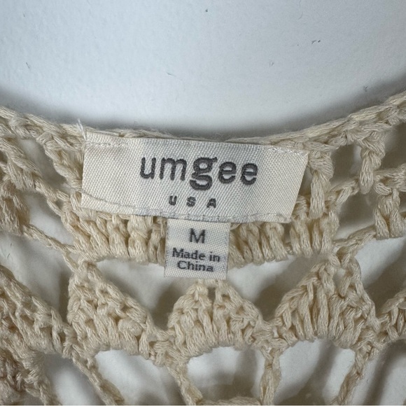 Umgee Brown Knit Crochet Fringe Kimono Cardigan Boho Bohemian Hippie Neutral - Picture 4 of 4